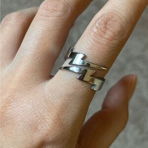 14k white gold lightning open ring size 6-12